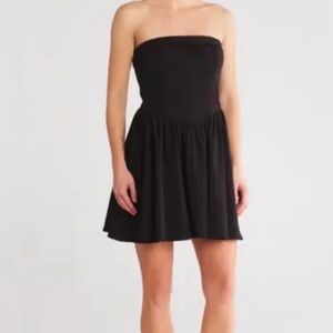WAYF Basque Waist Strapless Mini Dress Prom M Black